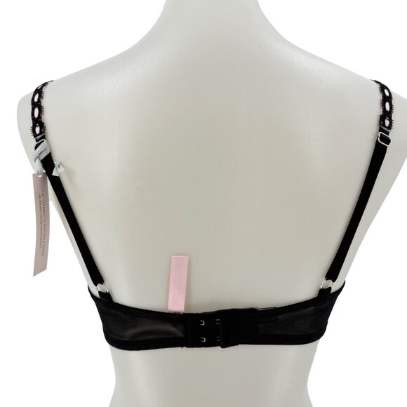 Victorias Secret Dream Angels Lined Demi Bra 32DD Pink & Black Lace Adjustable S - Picture 2 of 7